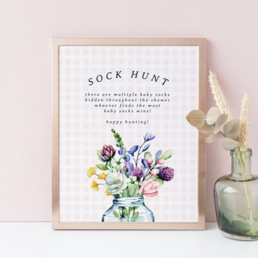 Poster Fleur sauvage rustique Mason Jar Baby Sock Hunt Ga