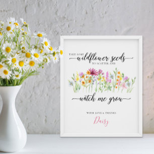 Poster Fleur sauvage Seeds Watch me Grow Baby showers Fav