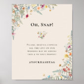 Poster Fleur sauvage simple Fern Beige Mariage Hashtag (Devant)