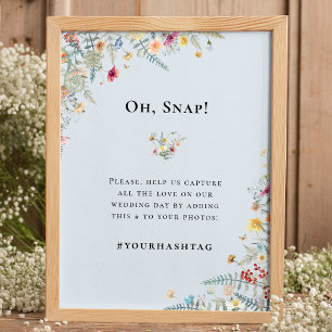 Poster Fleur sauvage simple Fern Dusty Blue Mariage Hasht