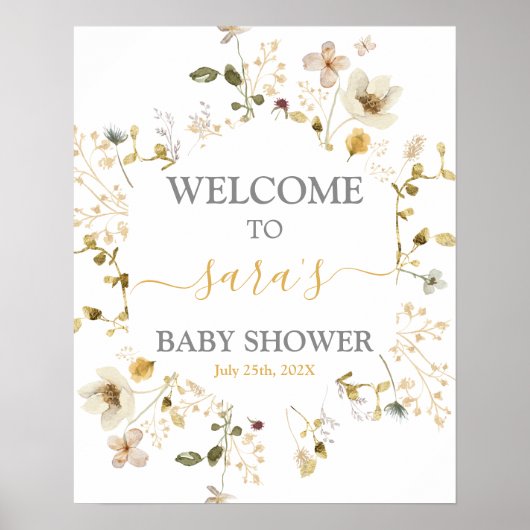 Poster Fleur sauvage Spring Baby shower Fille Signal de b (Devant)