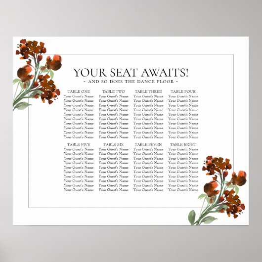 Poster Fleur sauvage | Terracotta Bohemian 8 Table Sièges (Devant)