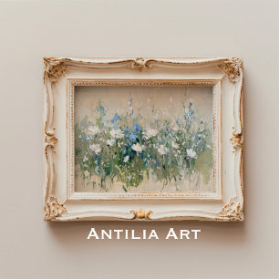 Poster Fleur sauvage vintage peinture de terrain paysage