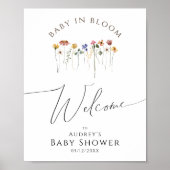 Poster Fleur sauvage Welcome Baby In Bloom Baby shower Si (Devant)