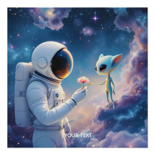 Poster Fleur spatiale de l'astronaute d'Imaginaire