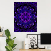 Poster Fleur spirale Fractale Violet foncé Pixel UV (Bureau à domicile)