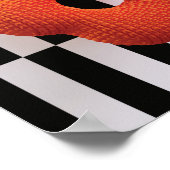 Poster Fleur tricot rétro 3D imprimé art orange, noir&bla (Coin)