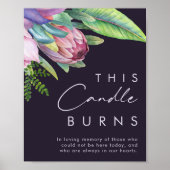 Poster Fleur tropicale colorée Violet Cette bougie brûle (Devant)