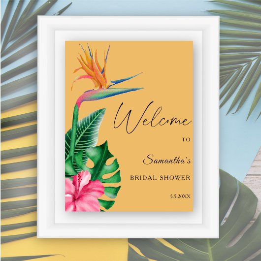 Poster Fleur tropicale - signe d'accueil de la douche nup