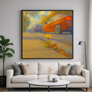 Poster Fleur Urbaine - Peinture Pastel Style Art