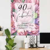 Poster Fleur vintage 90e fête d'anniversaire (Bureau à domicile)