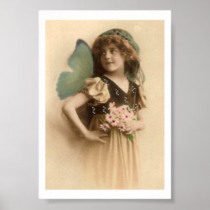 Poster Fleur vintage Papillon des ailes Art Imprimer
