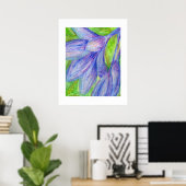 Poster Fleur violette au pastel à l'huile (Bureau à domicile)