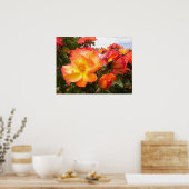 Poster fleuri Rose Fleurs orange jaune rose rouge (Cuisine)