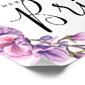 Poster fleurie violette botanique ici vient la mariée (Coin)