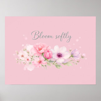 Poster Fleurir doucement – Fleurs aquarelles pastel