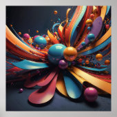 Poster Fleurir - Style d'art de rendu 3D abstrait (Devant)