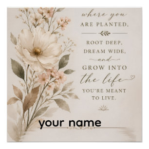 Poster Fleurissez là où vous êtes planté – Fleur minimali