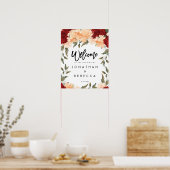 Poster fleurons de pêche vert mariage panneau d'accueil (Cuisine)