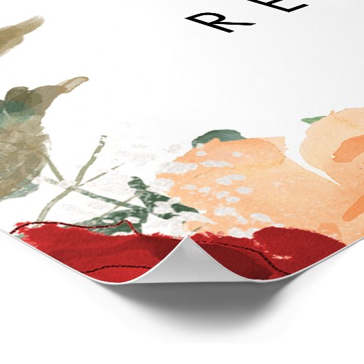 Poster fleurons de pêche vert mariage panneau d'accueil (Coin)