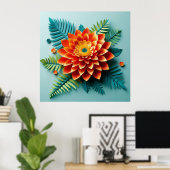 Poster Fleurs 3d colorées (Bureau à domicile)