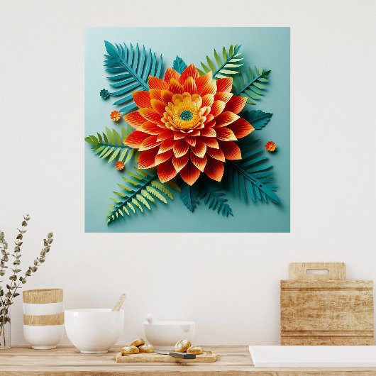 Poster Fleurs 3d colorées (Cuisine)