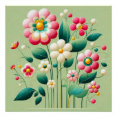 Poster Fleurs 3d colorées (Devant)