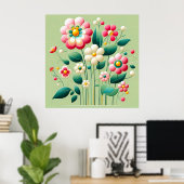 Poster Fleurs 3d colorées (Bureau à domicile)