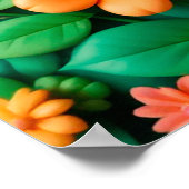 Poster Fleurs 3D colorées et stylisées (Coin)