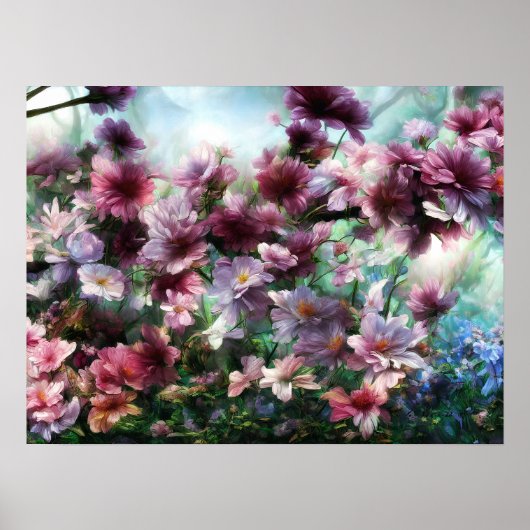 Poster Fleurs à éclaboussures de fleurs de cerisier (Devant)