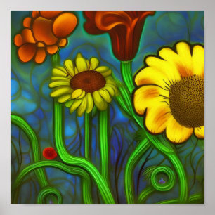 Poster Fleurs abstraites