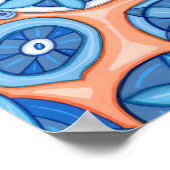 Poster Fleurs Abstraites bleues et orange Peinture origin (Coin)