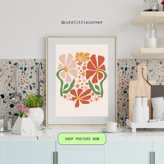 Poster Fleurs Abstraites Boho