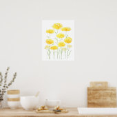 Poster Fleurs abstraites de fil jaune commun aquarelle 1 (Cuisine)