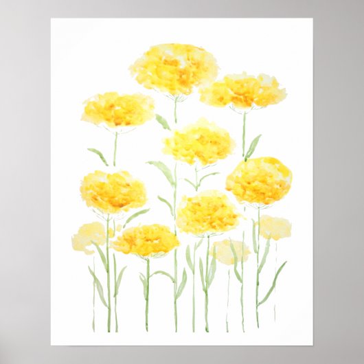 Poster Fleurs abstraites de fil jaune commun aquarelle 1 (Devant)