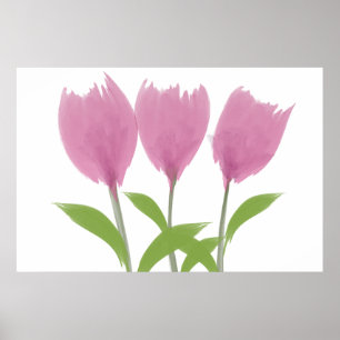 Poster Fleurs Abstraites de tulipes à aquarelles minimali