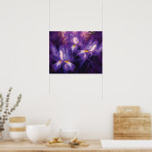 Poster Fleurs Abstraites en Iris violet et blanc (Cuisine)