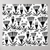 Poster Fleurs Abstraites en noir blanc : Motif élégant (Devant)