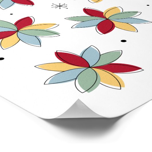 Poster Fleurs Abstraites funky du milieu du siècle modern (Coin)