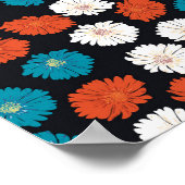 Poster Fleurs Abstraites rouges et bleues (Coin)