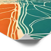 Poster Fleurs abstraites sarcelle, orange et chamois (Coin)