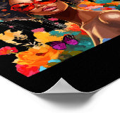 Poster Fleurs Afro Femmes Papillon Latina Afro Amérique (Coin)