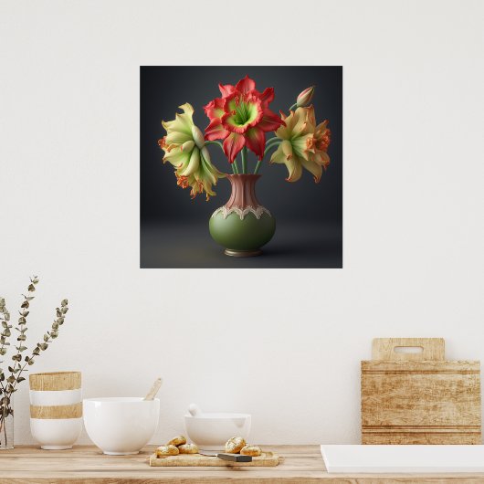 Poster Fleurs Amaryllis (Cuisine)
