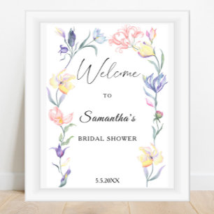 Poster Fleurs aquarelle - panneau de bienvenue pour la ba