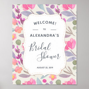 Poster Fleurs Aquarelle Rêveuse   Bienvenue à la Baby Sho