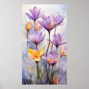 Poster Fleurs aquarelles