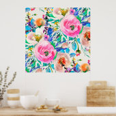 Poster Fleurs aquarelles lumineuses (Cuisine)