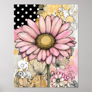 Poster Fleurs aquarelles vintage à pois Art (5)