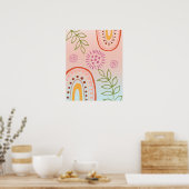 Poster Fleurs arc-en-ciel Boho Abstrait (Cuisine)
