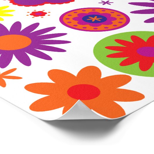 Poster Fleurs arc-en-ciel hippies (Coin)